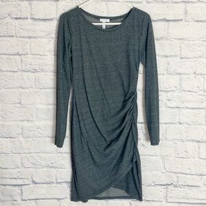 Leith heather gray long sleeve ruched dress medium
